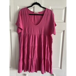 The Impeccable Pig Womens Large Pink Tiered Mini Dress Preppy Vacation Cruise